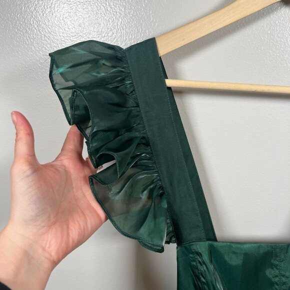 Altard State Babydoll Mini Dress Size XL Green Flutter Sleeve Tie Back Party - Picture 5 of 12